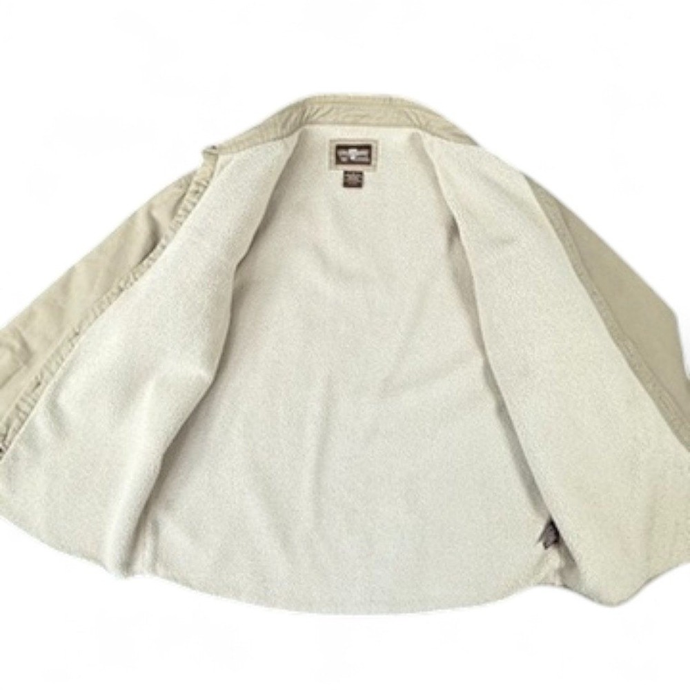 Levis Sherpa Lined Canvas Chore Coat Khaki Grunge Button Shacket Mens XL Utility - Picture 4 of 11